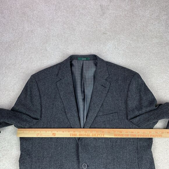 Emerald Isle Weaving Sport Coat Mens 46R Gray Herringbone Wool Blend Handmade - Picture 12 of 16